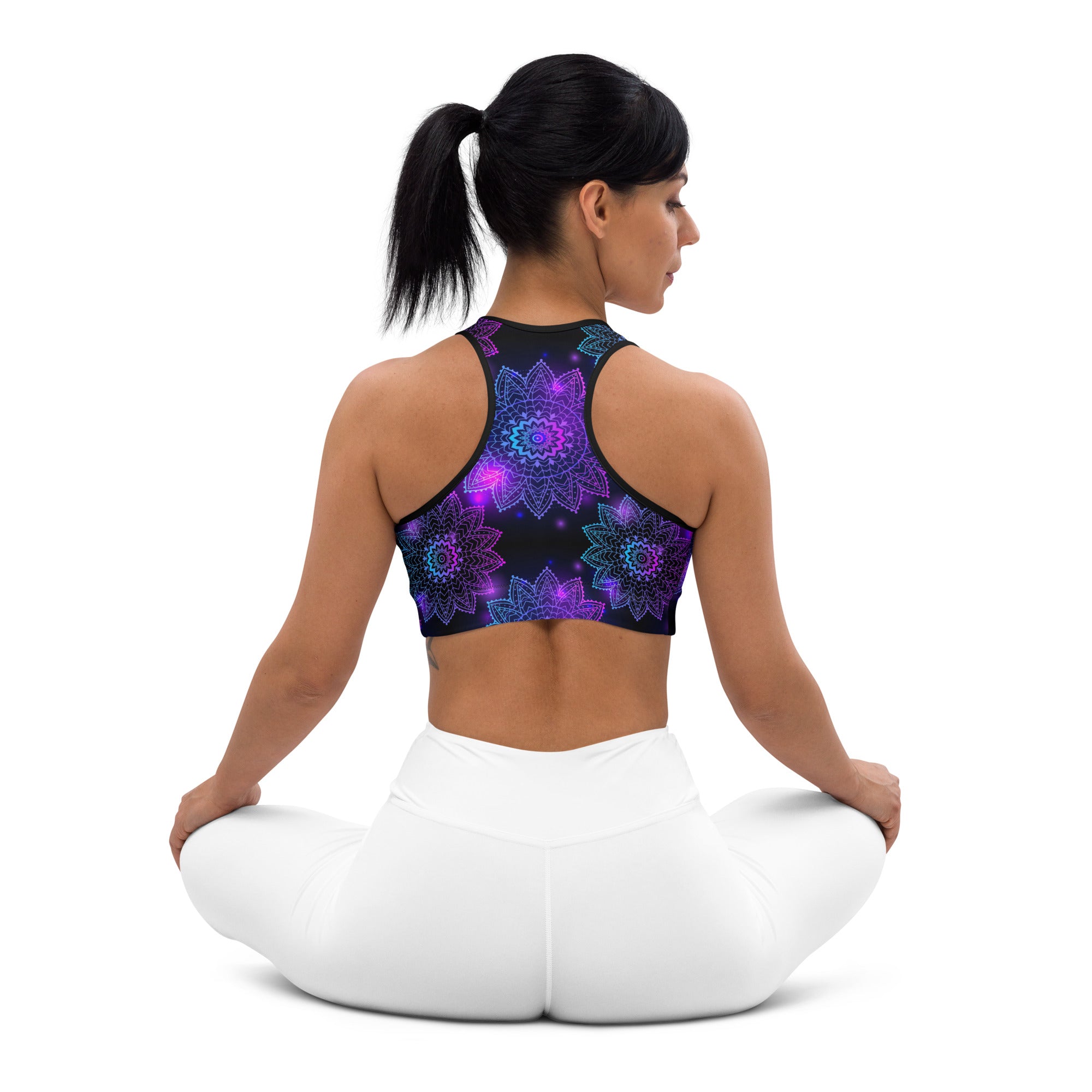 Neon Mandala Print Sports Bra